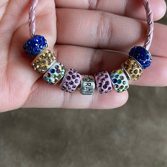 Pandora Genuine Pink Leather Bracelet w/ 9 Charms - Picture 8 of 8